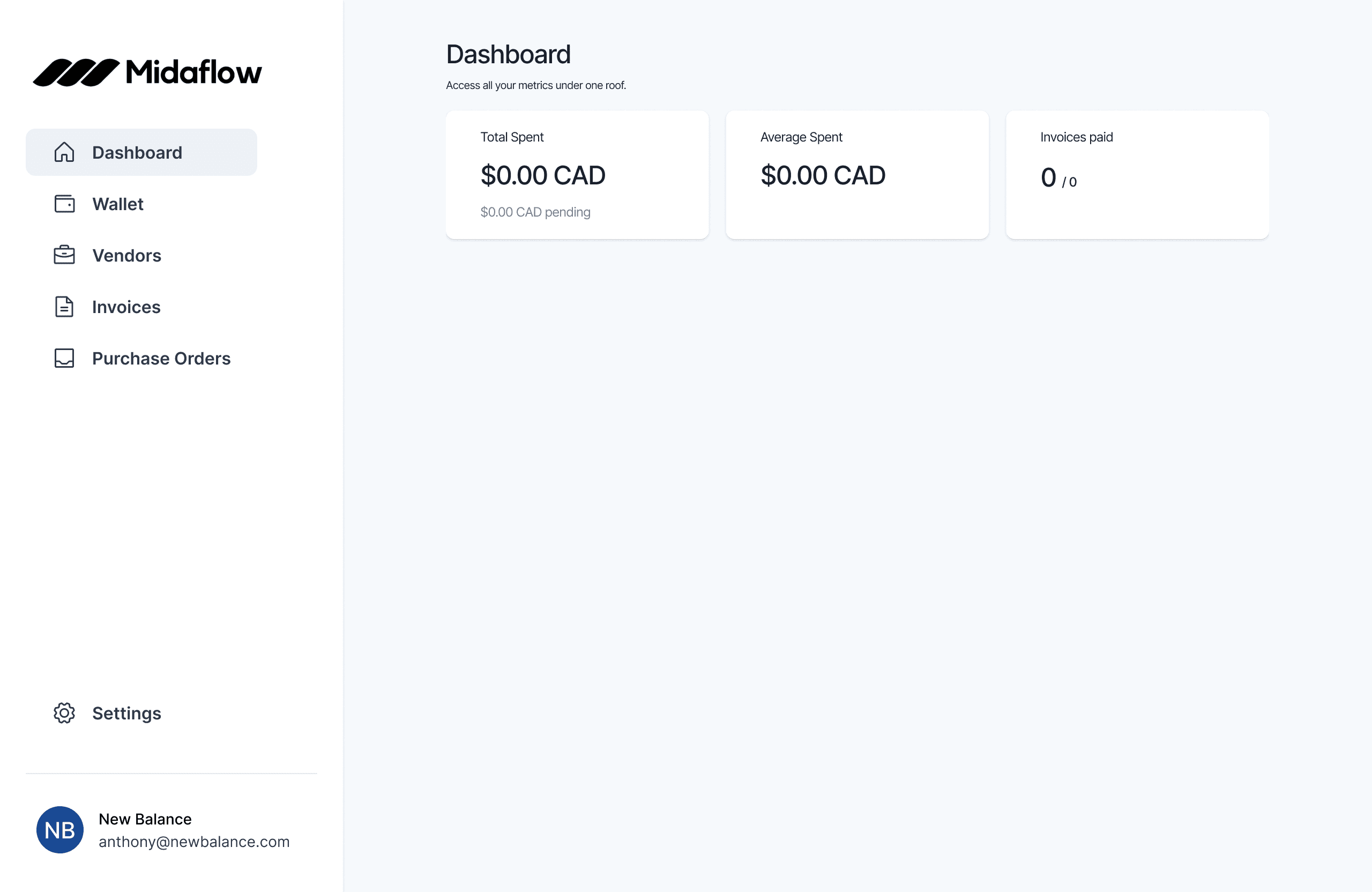 Midaflow Dashboard
