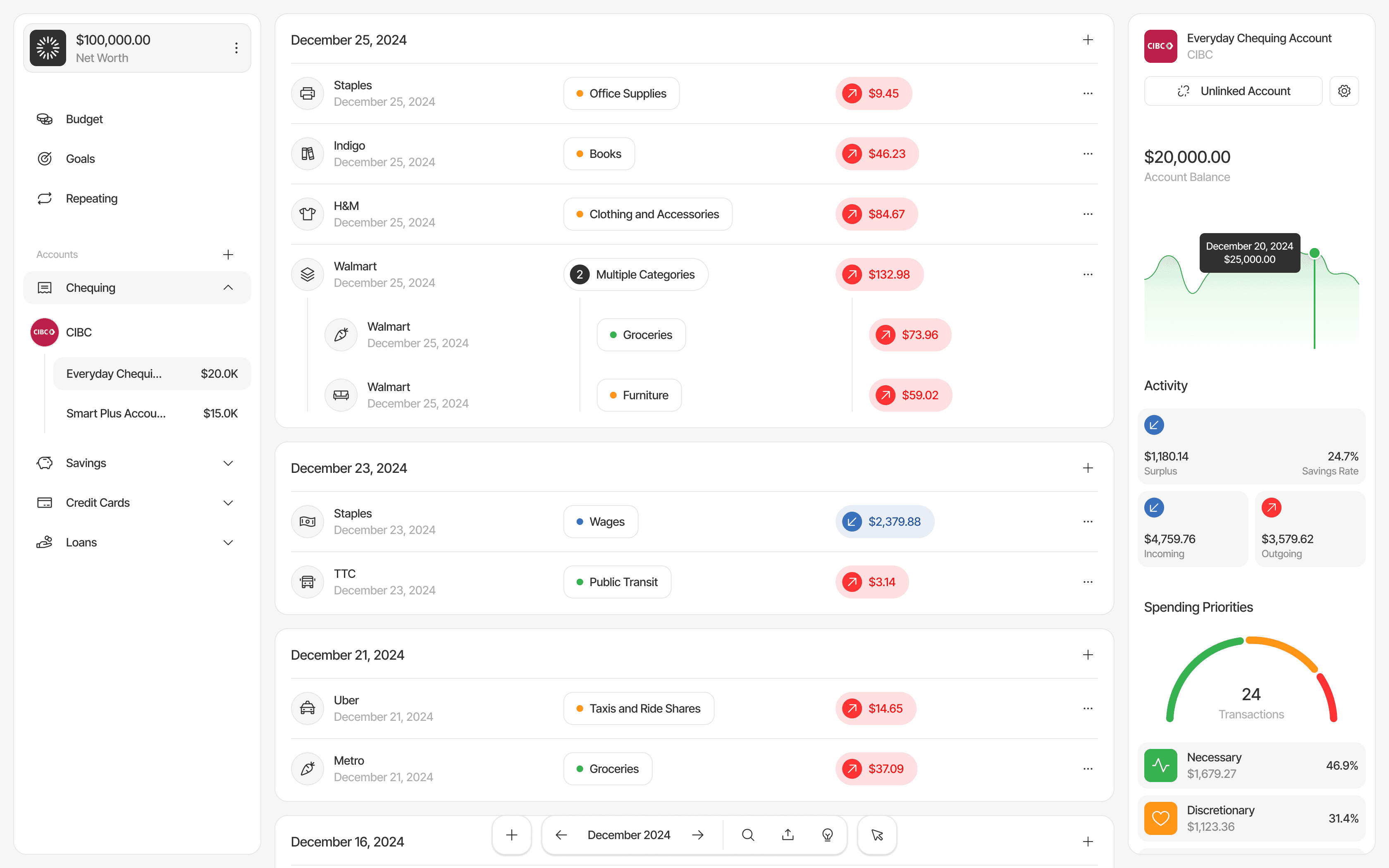 Tooni Transactions Page